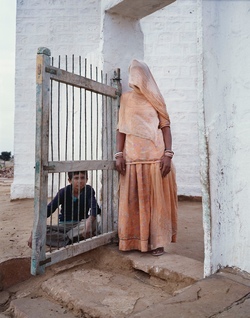 Gulab and her son - Rajasthan, India. 4x5 inch color slide film.